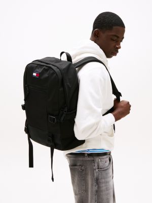 zaino con cinghie in tessuto nero da uomini tommy jeans
