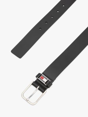 black logo plaque leather belt for men tommy jeans