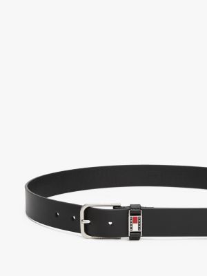 black logo plaque leather belt for men tommy jeans