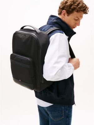 black metal logo travel backpack for men tommy hilfiger