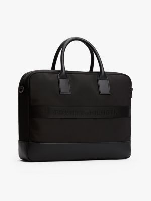 blau laptop-reisetasche mit metall-logo für herren - tommy hilfiger