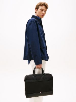 blau laptop-reisetasche mit metall-logo für herren - tommy hilfiger