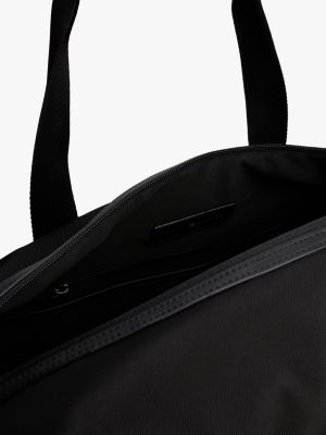 schwarz reise-dufflebag mit crossbody-riemen und logo für herren - tommy hilfiger