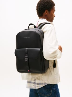 black metal logo dome backpack for men tommy hilfiger