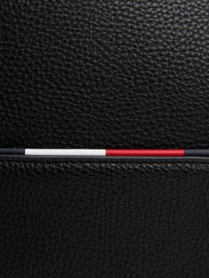 schwarz genarbte laptop-tasche mit metall-logo für herren - tommy hilfiger