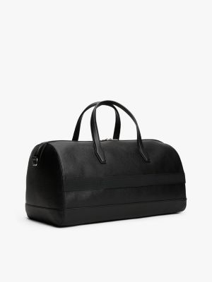 schwarz genarbte crossbody-dufflebag mit metall-logo für herren - tommy hilfiger