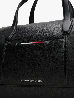 schwarz genarbte crossbody-dufflebag mit metall-logo für herren - tommy hilfiger