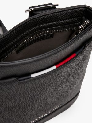 black metal logo pebble grain crossbody bag for men tommy hilfiger
