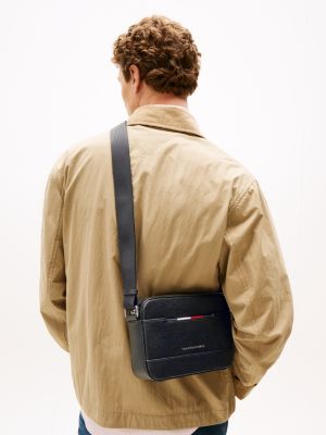 black metal logo crossbody reporter bag for men tommy hilfiger