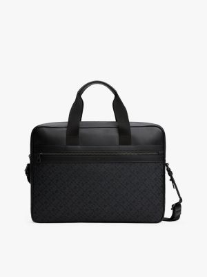 black th monogram laptop bag for men tommy hilfiger