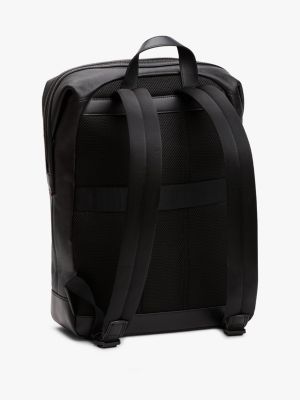 black th business leather backpack for men tommy hilfiger