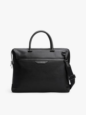 black th business leather laptop bag for men tommy hilfiger