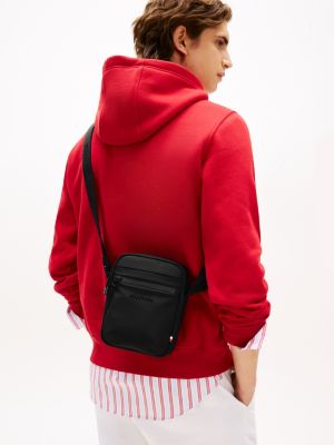 schwarz crossbody-reporterbag mit strukturiertem logo für herren - tommy hilfiger