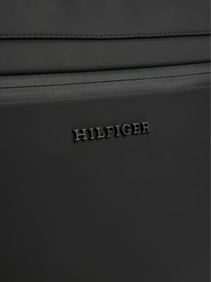 black textured logo laptop bag for men tommy hilfiger