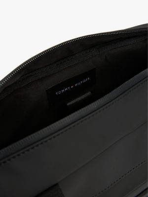 black textured logo laptop bag for men tommy hilfiger
