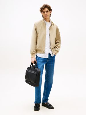 black textured logo laptop bag for men tommy hilfiger