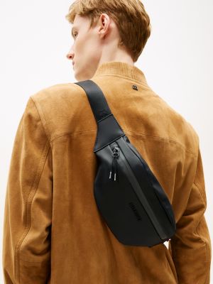 schwarz gürteltasche mit strukturiertem logo für herren - tommy hilfiger