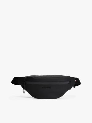black gürteltasche mit strukturiertem logo für herren - tommy hilfiger