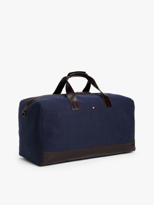 borsone casual con logo in metallo blu da uomini tommy hilfiger