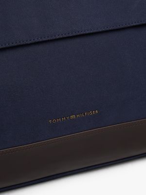 borsone casual con logo in metallo blu da uomini tommy hilfiger