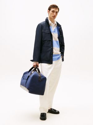 borsone casual con logo in metallo blu da uomini tommy hilfiger