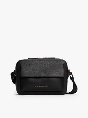 black casual crossbody-ledertasche für herren - tommy hilfiger
