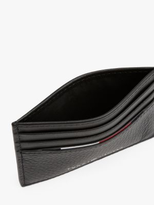 schwarz kreditkartenetui aus leder für herren - tommy hilfiger