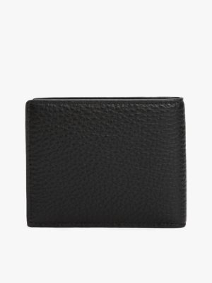 black pebble grain leather bifold wallet for men tommy hilfiger