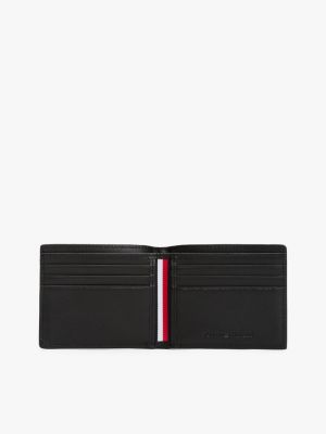 black pebble grain leather bifold wallet for men tommy hilfiger