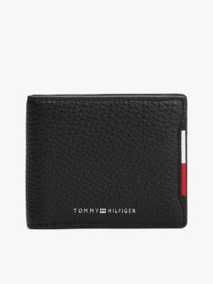 black bifold-brieftasche aus narbenleder für herren - tommy hilfiger