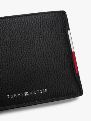 schwarz bifold-brieftasche aus leder mit logo für herren - tommy hilfiger
