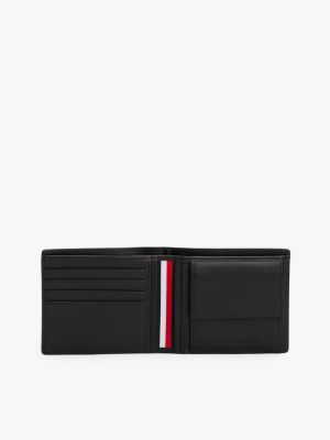 schwarz bifold-brieftasche aus leder mit logo für herren - tommy hilfiger