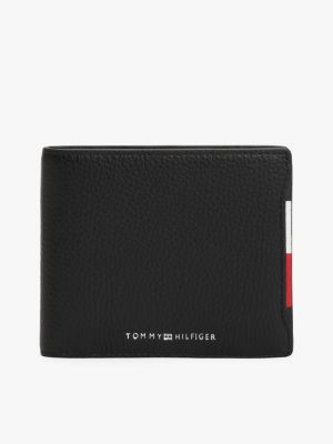 black bifold-brieftasche aus leder mit logo für herren - tommy hilfiger