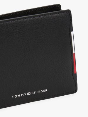 schwarz bifold-brieftasche aus leder mit logo für herren - tommy hilfiger