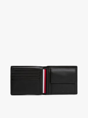 schwarz bifold-brieftasche aus leder mit logo für herren - tommy hilfiger