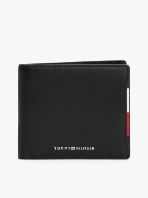 black bifold-brieftasche aus leder mit logo für herren - tommy hilfiger