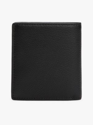black logo leather trifold wallet for men tommy hilfiger