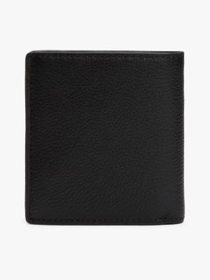 black logo leather trifold wallet for men tommy hilfiger
