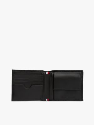 black enamel flag leather bifold wallet for men tommy hilfiger
