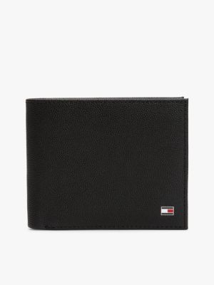 black enamel flag leather bifold wallet for men tommy hilfiger
