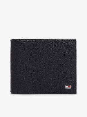 black enamel flag leather bifold wallet for men tommy hilfiger