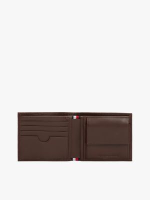 black enamel flag leather bifold wallet for men tommy hilfiger