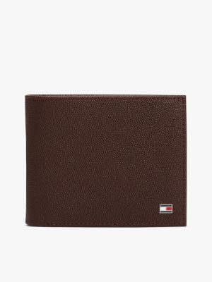 black enamel flag leather bifold wallet for men tommy hilfiger