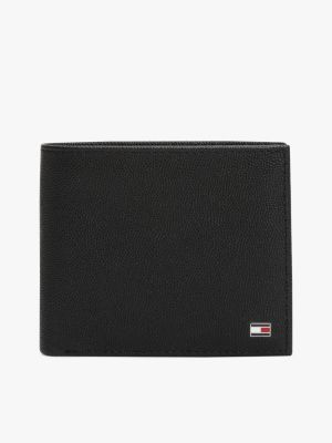 black enamel flag leather bifold wallet for men tommy hilfiger