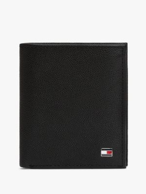 black enamel flag leather trifold wallet for men tommy hilfiger