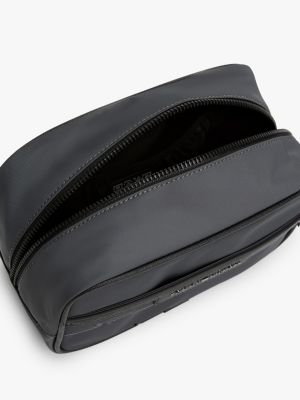 grey metal logo washbag for men tommy hilfiger