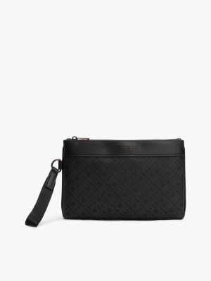 black th monogram pouch for men tommy hilfiger