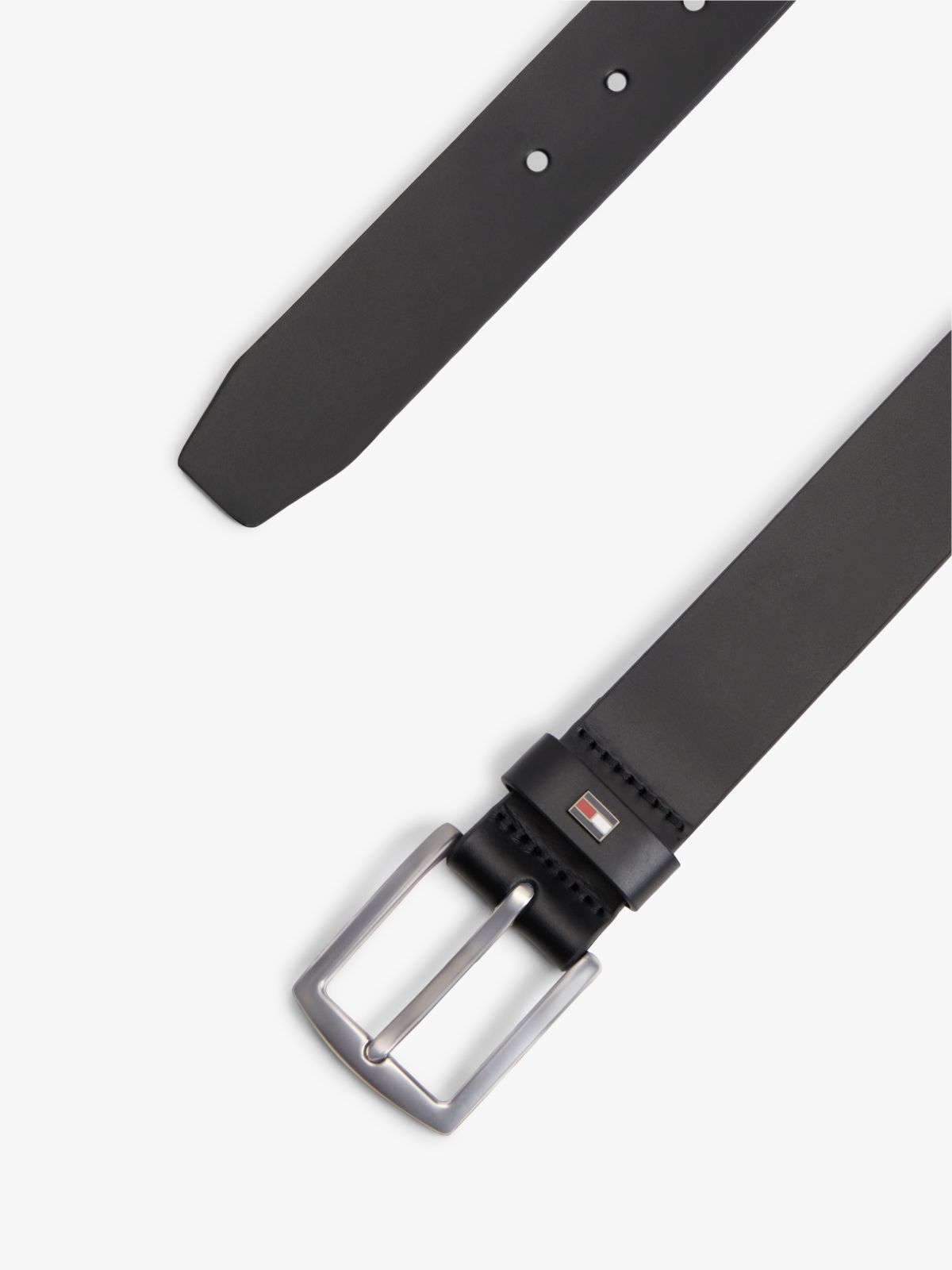 Denton Enamel Flag Leather Belt — Black