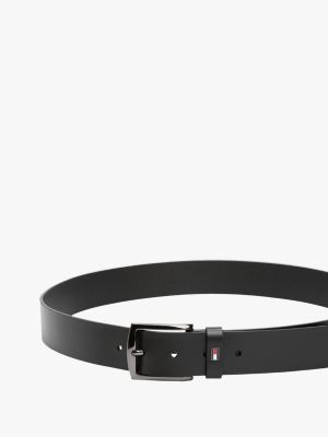 black enamel flag square buckle leather belt for men tommy hilfiger