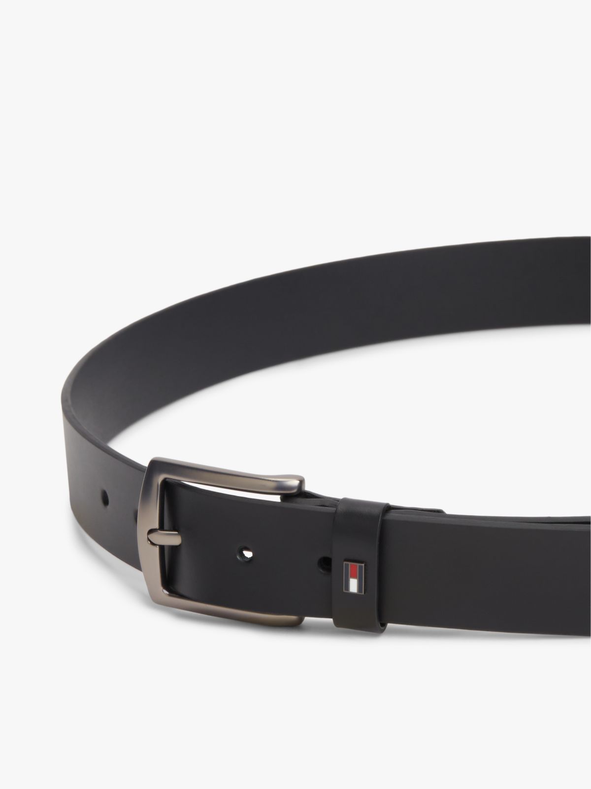 Denton Enamel Flag Leather Belt — Black